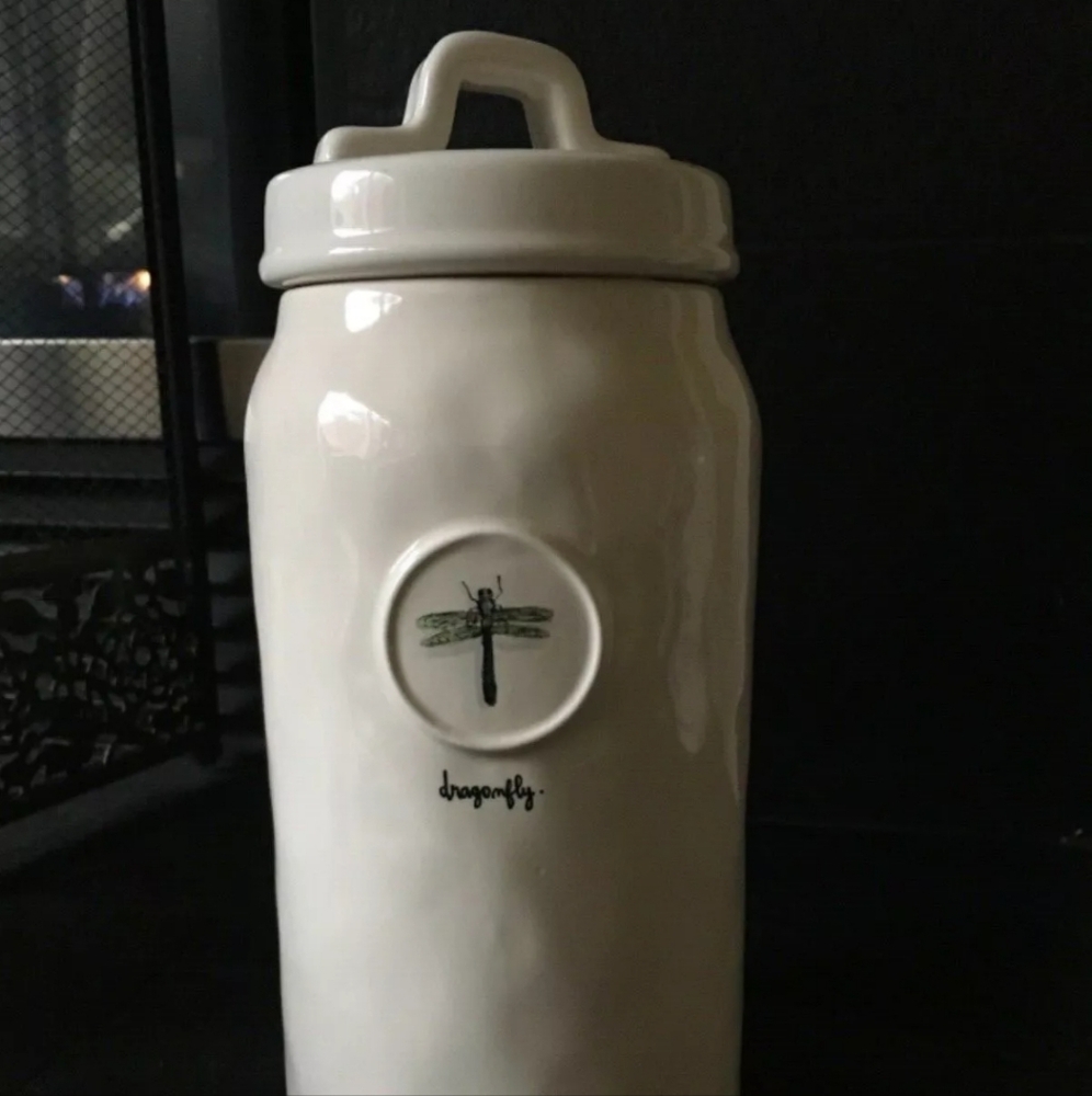 Rae Dunn  2015 M stamped Dragonfly tall canister